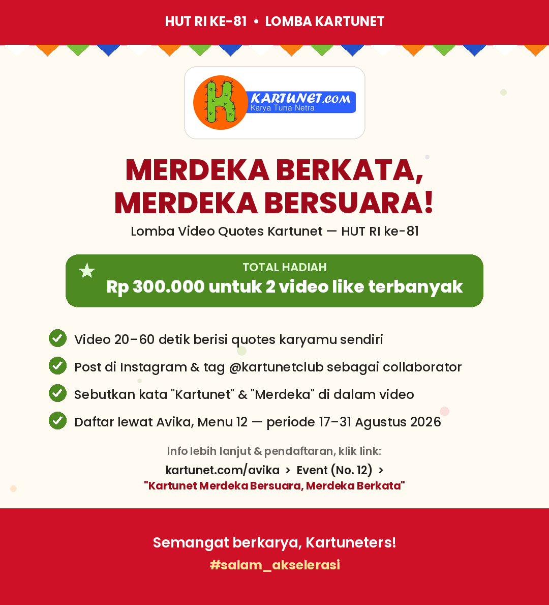 Banner acara š®š© Kartunet Merdeka Berkata, merdeka bersuara!